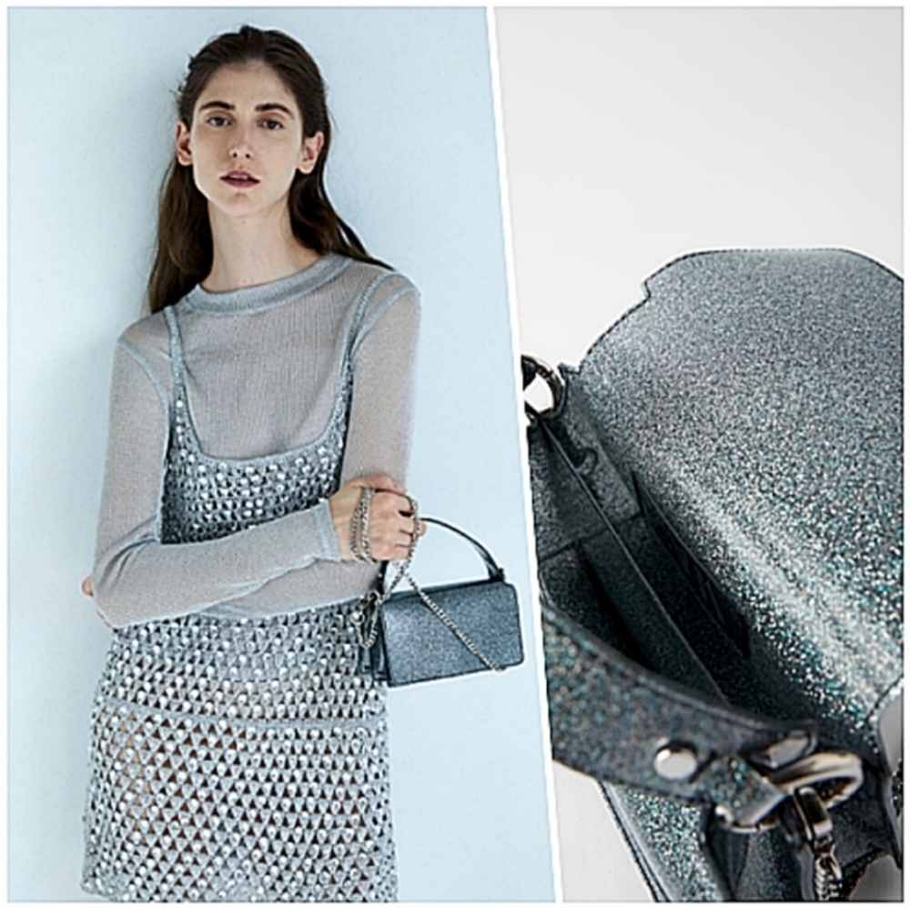Zara Metallic Shimmery Mini City Bag